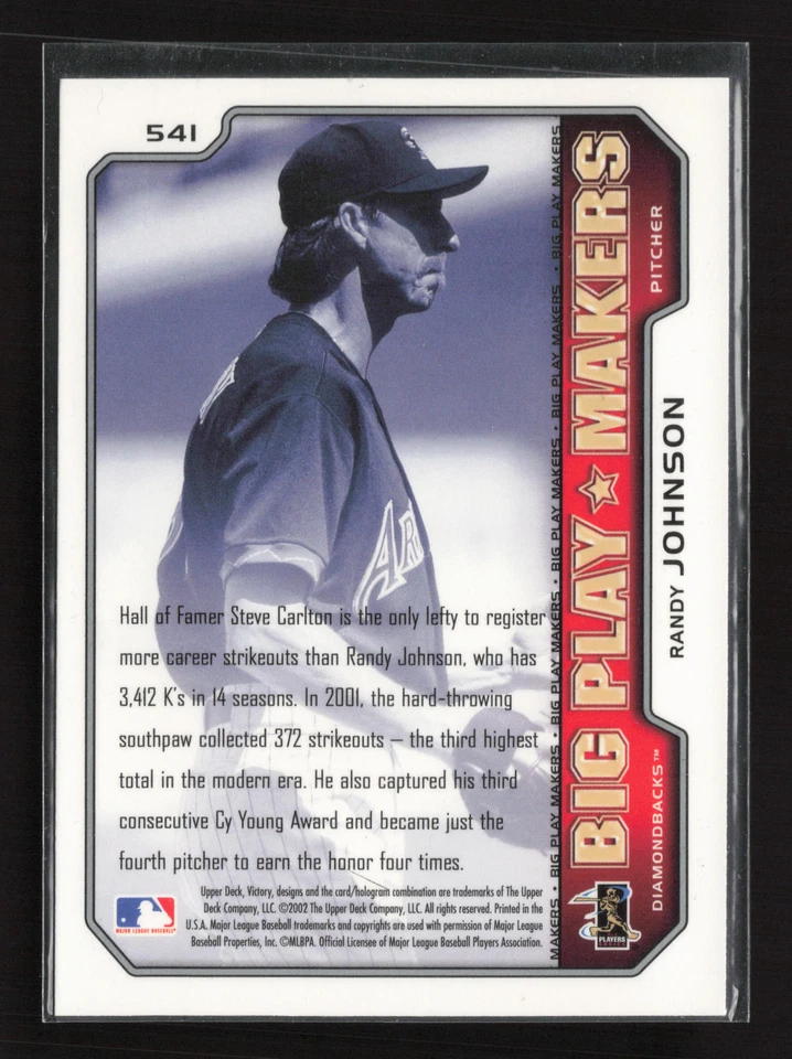 2002 Upper Deck Victory #541 Randy Johnson Arizona Diamondbacks - Image 2 of 2