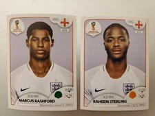 2018 PANINI WORLD CUP ENGLAND STICKERS MARCUS RASHFORD #590/RAHEEM STERLING #588