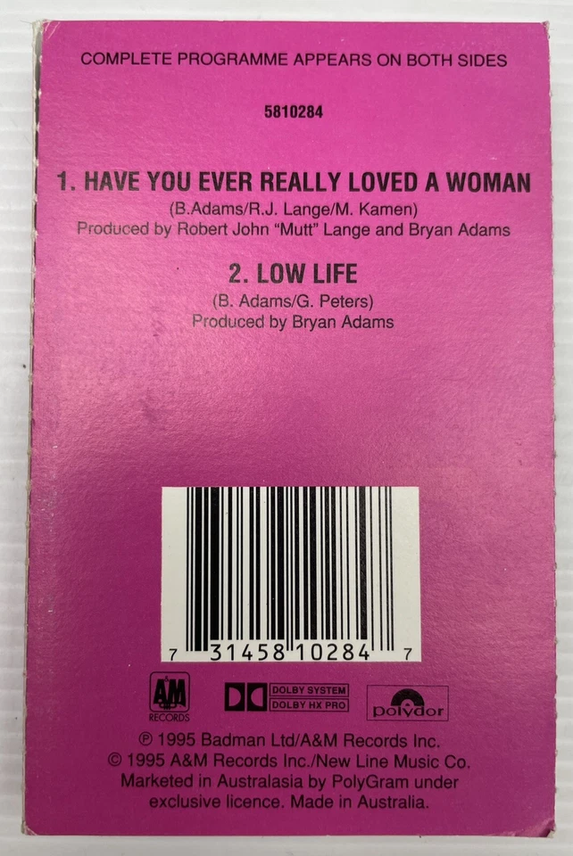Bryan Adams Have You Ever Really Love A Woman Cassette Single A&M Records 1995 - Image 2 of 4