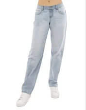 Rewash Juniors' Stretchy Low-Rise Baggy Faded Jeans Light Wash SIZE 9/29