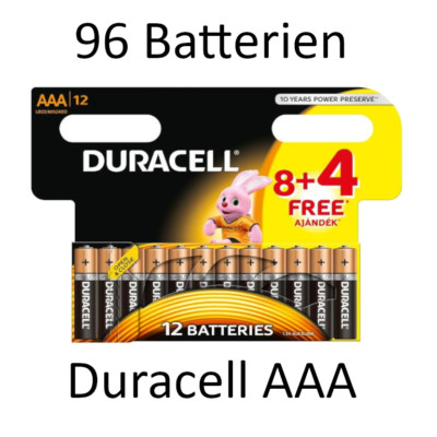 96 x Duracell Plus AAA Micro MN2400 LR3 AM4 Batterien NEU