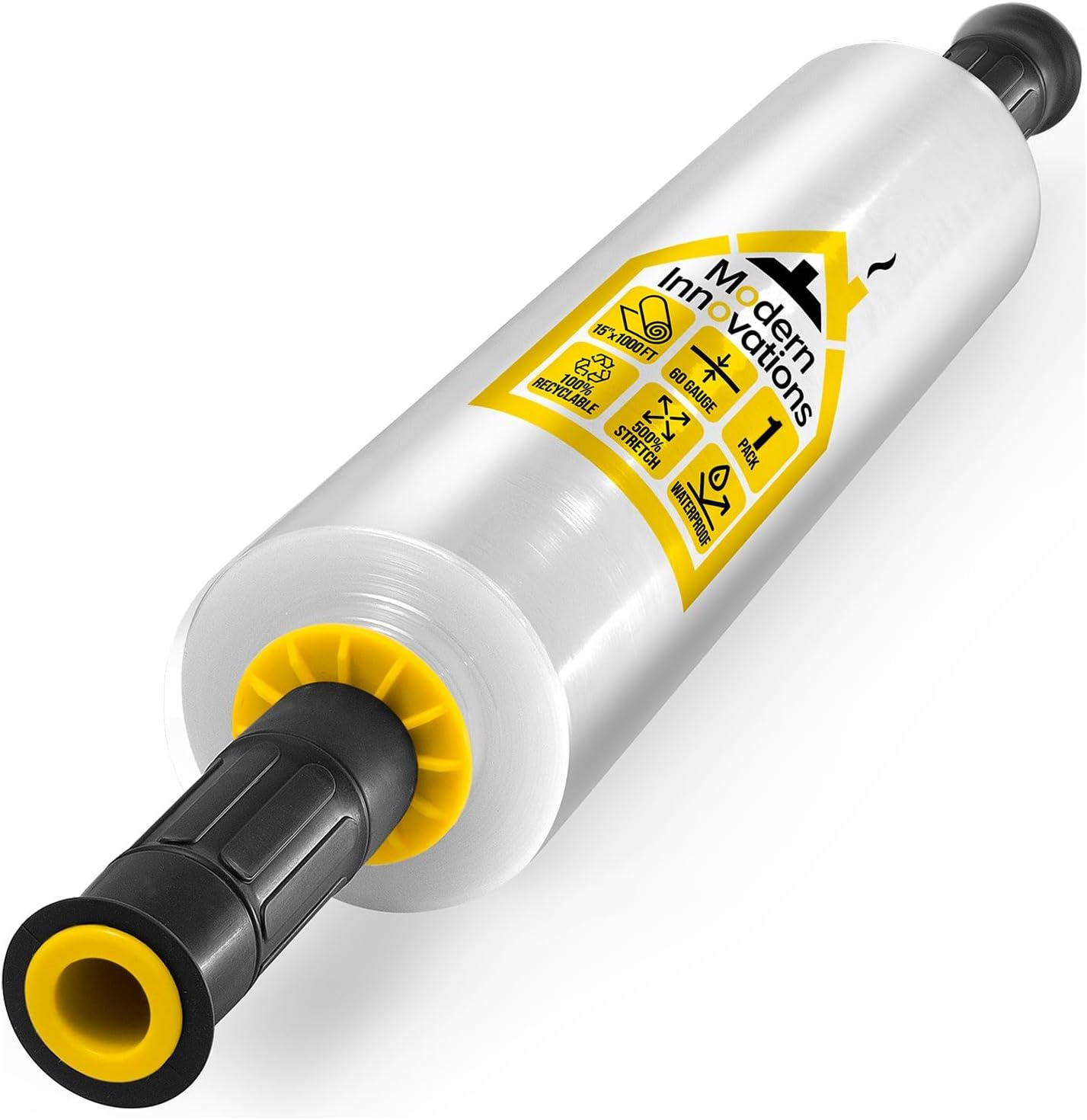 15 Inch Clear Stretch Wrap Roll with Handles (1 Roll-1000 Feet) Heavy Duty Shrin