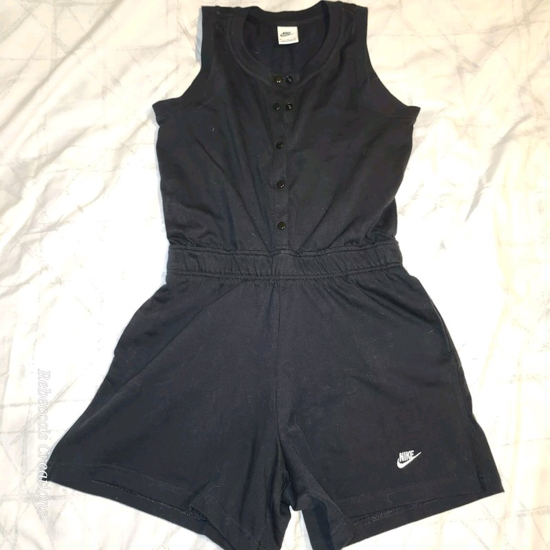 Nike Black Romper Shorts Jumper 1pc Snap Buttons W/Pockets Elastic Waist NWOT XL