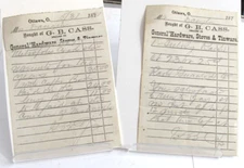 2-1881 OTTAWA OHIO Oh advertising G.B. Cass General Hardware Store bill Receipts