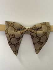 Vintage Style Bow Tie 70 s Brown Monogram Butterfly