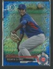 2017 BOWMAN CHROME PROSPECTS OSCAR DE LA CRUZ CUBS RC BLUE REFRACTOR RARE SP #72