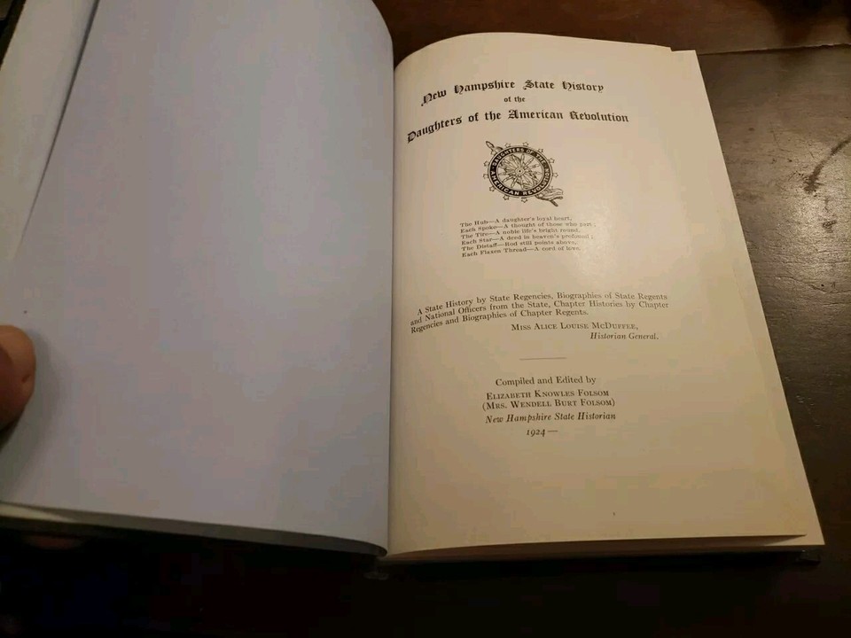 1930 New Hampshire State History DAR Daughters of American