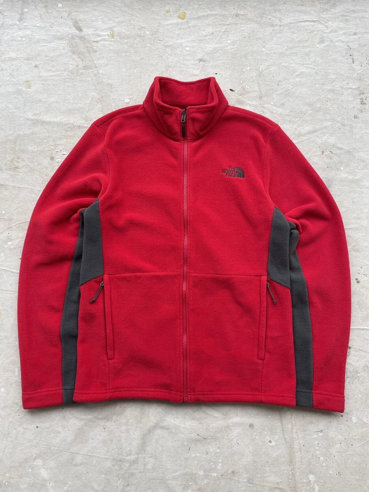 The North Face Red/Grey Full Zip Fleece Jacket Mens Small