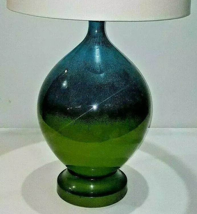 Mid century sale drip glaze lamp