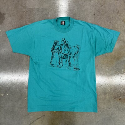 Vintage 90s Screen Stars Best Sun Sequoia Arabians Graphic T Shirt XL 