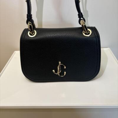 Jimmy Choo Varenne Black Leather Crossbody Bag with Gold Hardware 