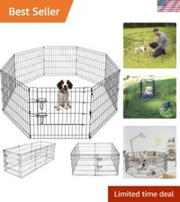 Multi-Functional Pet Playpen: Black 24''x24'' Panel Design for Safety and Style