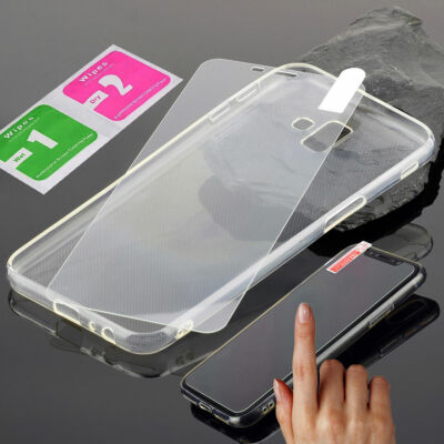 Hülle für Samsung Galaxy J6 Plus Tasche Silikon Case Cover Bumper + Schutz Glas