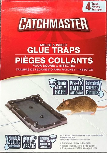CATCHMASTER Mice Glue Traps Pest Sticky Boards Catch Spiders Insects 4 Count/Box - Picture 3 of 15