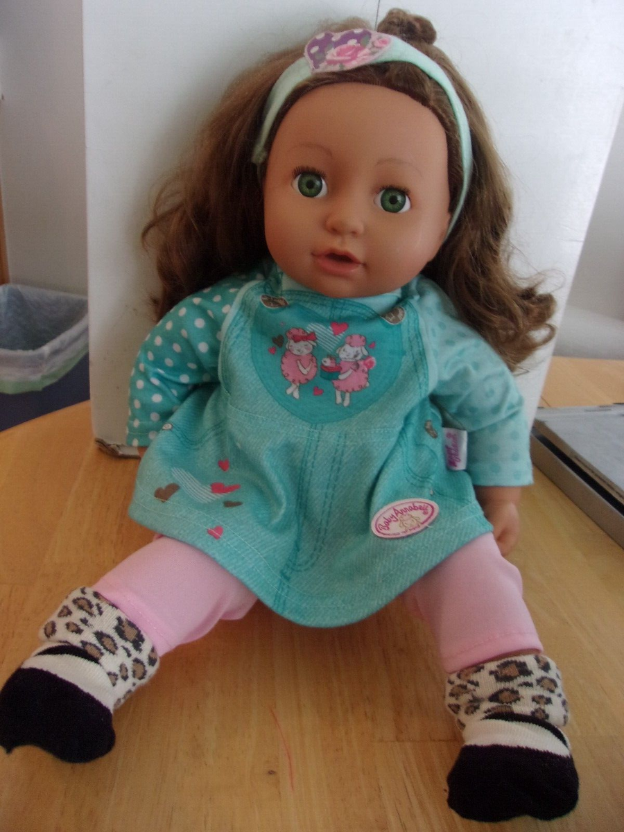 ZAPF CREATIONS BABY ANNABELL 16” TALL WITH LONG BROWN HAIR BLUE