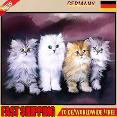 Full Round Diamond Painting Cat Family Rhinestone Mosaic Home Wall Craft Decor