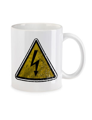 Caution High Voltage Vintage Logo Sign Kaffeetasse Hochspannung Ac/Dc Achtung