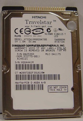 NEW Old Stock HTS541060G9AT00 60GB IDE 44PIN 2.5 9.5MM HDD Hitachi USA Seller