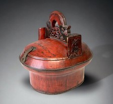 A Superb Early 20th Century Antique Chinese Carved Red Lacquered Basket.