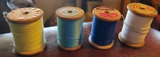 Lot of Four (4) Various Vintage Threads on Wooden Spools