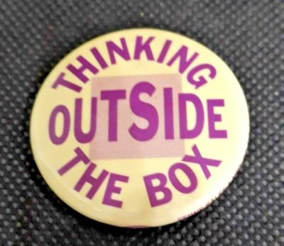 Vintage Thinking Outside the Box Button Pin