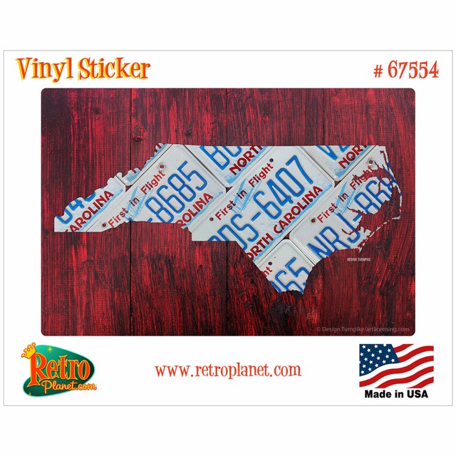 North Carolina License Plate Style Vinyl Sticker Laptop Bumper