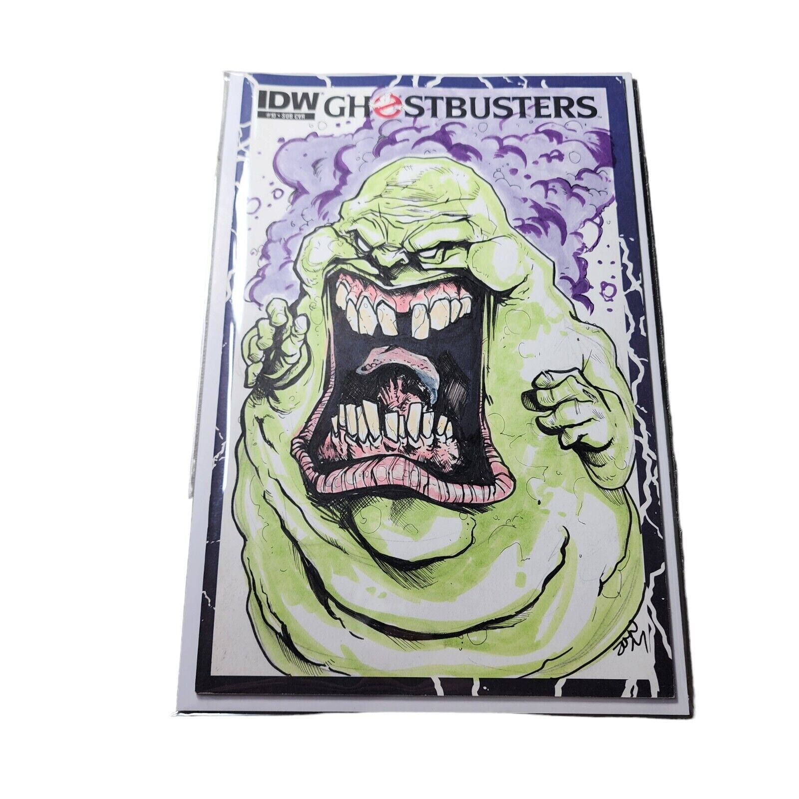 Ghostbusters #10 (2013) IDW Sketch Cvr FULL COLOR Slimer Orig Art JOHN MARROQUIN