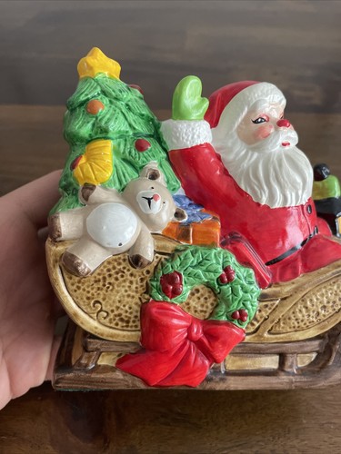 Vintage Christmas Santa In Sleigh With Toys Figurine Figure Decoration Japan - Picture 3 of 8