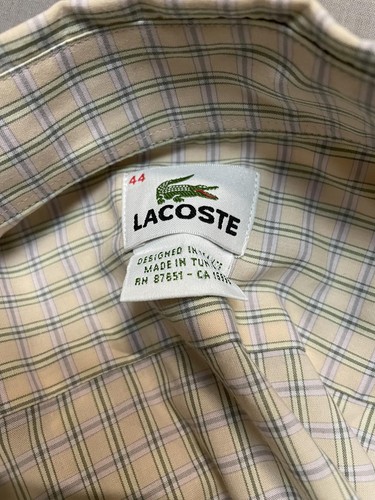 Lacoste Button Down Long Sleeve Shirt Plaid Mens Size 44 XL - Picture 3 of 5
