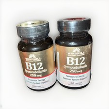 2X Windmill Natural Vitamin B-12 Promote Energy Supplement 250mcg Exp8/31/26