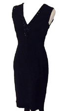 VINCE CAMUTO Black Plunging V-neck Beaded Cocktail Dress ( Sz. 4 ) NWT $148.00