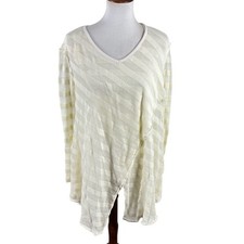 We The Free by Free People Cream Asymmetrical Knit Sweater XS Boho Slouc  