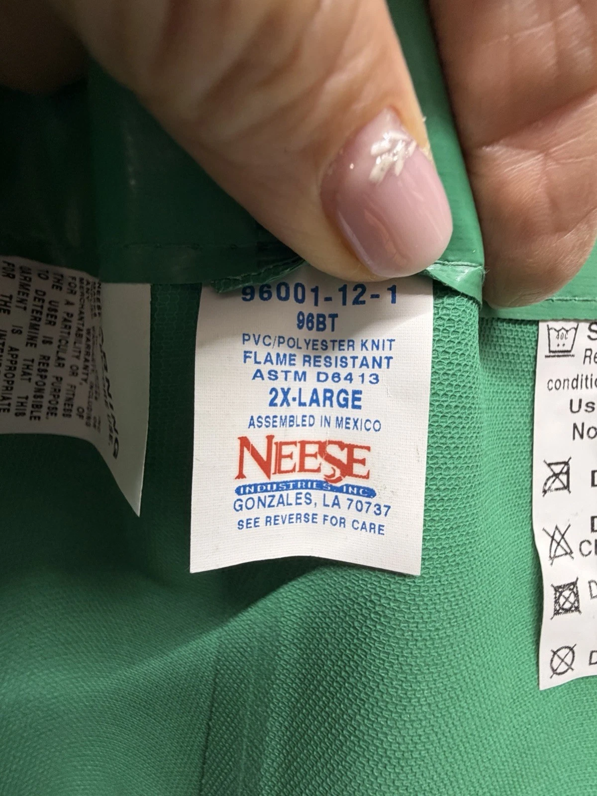 Neese 96BT PVC Bib Overalls 2XL Green Rain Workwear New 96001-12-1 - product detail image 2