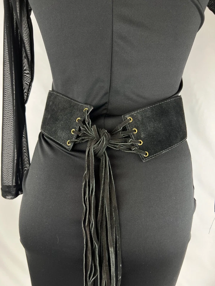 Lote de 2 Cinturones Anchos de Gamuza con Flecos para Cadera Boho Festival Hippie Western 27 1/2" Años 70 Foto 4 de 4