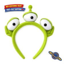 Green Alien Headband with Three Eyes and Sticker, Plush Antenna Costume Acces...