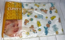 NOS Vintage Curity Baby Acrylic Receiving Blankets 2 Pk Animals Balloons 30 X 40