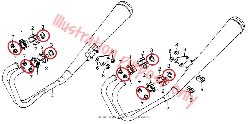 Exhaust Manifold Gasket Repair Set Honda CB750A (1978), CB750F (1977-1978) - Изображение 3 из 3