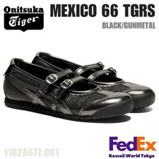 Onitsuka Tiger MEXICO 66 TGRS BLACK/GUNMETAL 1182A677 001 GLITTER Women's NEW 