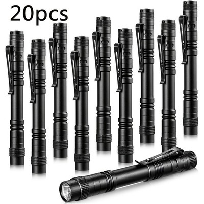 20X LED Flashlight Clip Mini Light Penlight Pocket Portable Pen Torch Lamp