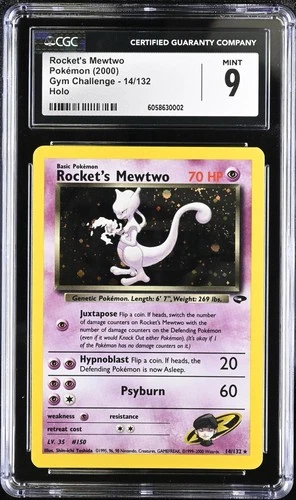CGC 9 MINT Rocket's Mewtwo 2000 Gym Challenge 14/132 Holo Pokemon Card