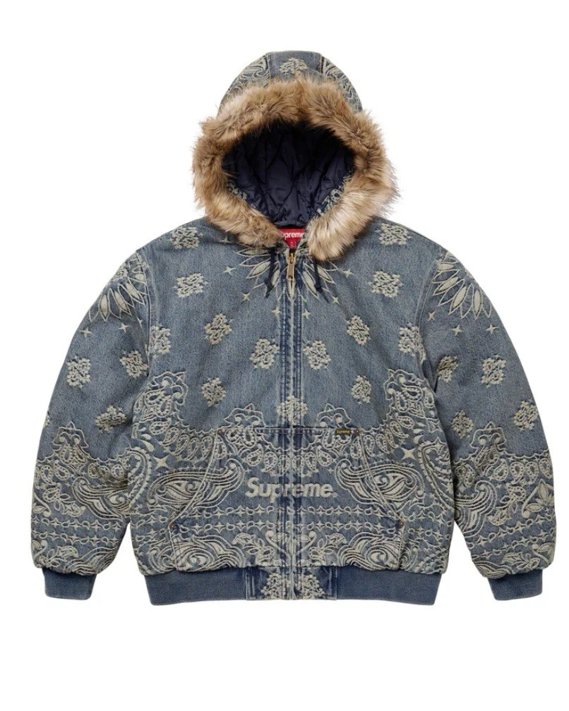 Veste de travail à capuche en denim jacquard Supreme Bandana taille L commande confirmée