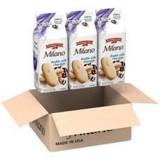 Milano Cookies Double Milk Chocolate 7.5 Ounce Pack of 3 Snacks
