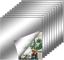 10 Pieces Flexible Mirror Sheets, Self Adhesive Decorative Plastic Mirror Tiles