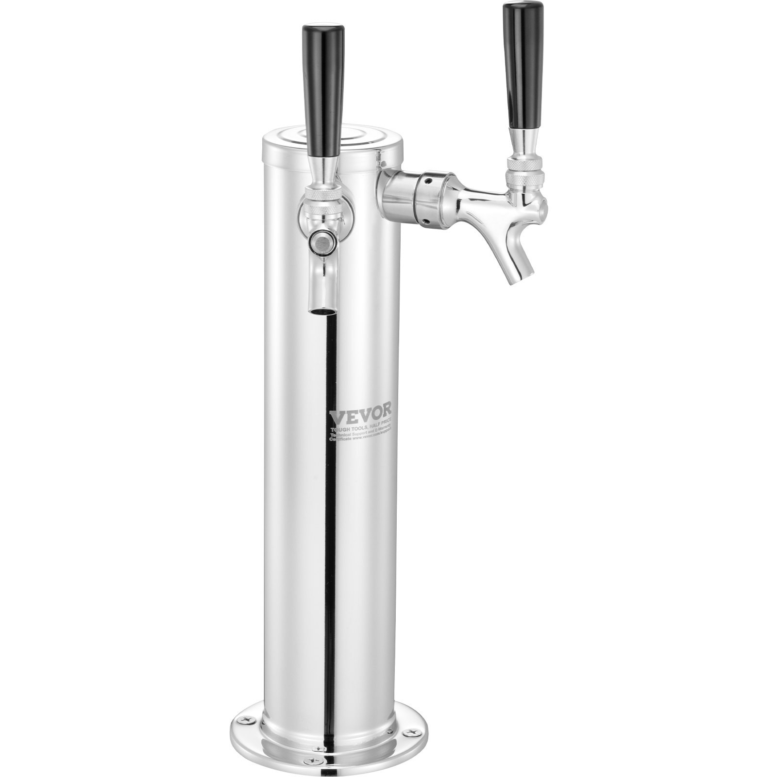 VEVOR Dual Taps Draft Beer Tower Dispenser, Stainless Steel Keg Beer Tower, Kege