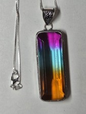 Neu925 Sterlingsilber 100%Echter Turmalin Anhänger 7cm Lang u. 1cm Dick 100karat