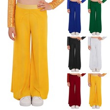US Kids Mesh Lyrical Dance Pants Loose Layers Sweatpants Palazzo Wide Leg Pants