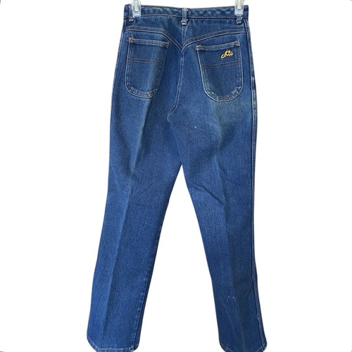 Vintage H.I.S. Chic Mom Jeans Blue Womens 10 Meas 26x30 High Waist Orange Thread - Picture 3 of 5