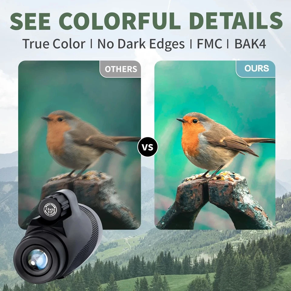 High Power 12x50 Monocular Telescope with Phone Adapter with FMC Lens Waterproof - Image 3 of 4