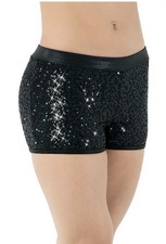 BALERA Size LA Black Sequin Dance Performance Shorts SQ3410 Womens