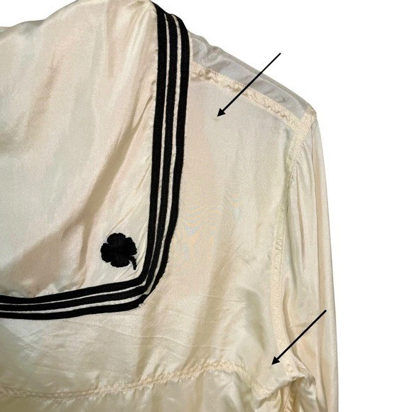 Bode Men’s Size XS 100% Silk Cricket Sailor Collar Nautical Pullover Shirt Beige - Image 4 of 4